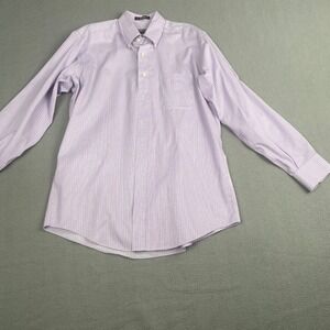 Kirkland Signature Men's size 15.5-33 Purple White Stripe Long Sleeve Shirt‎